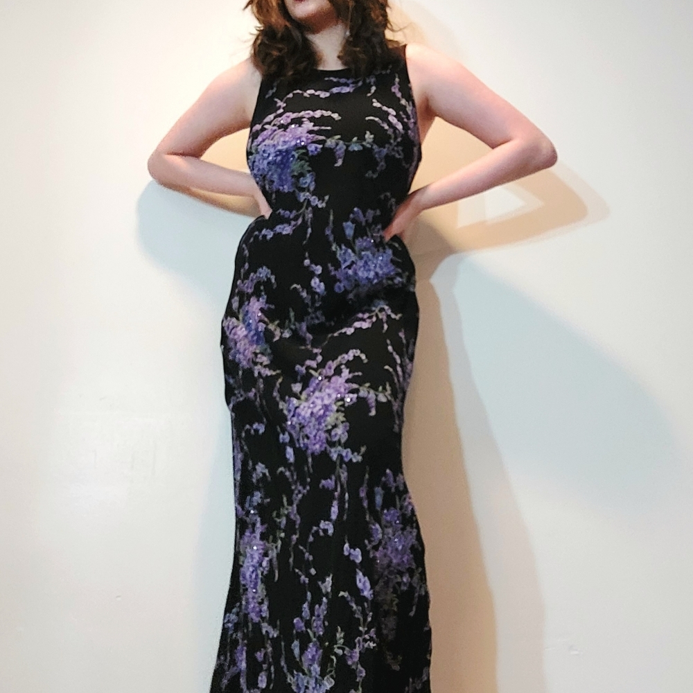 Floral Purple and Black Dress